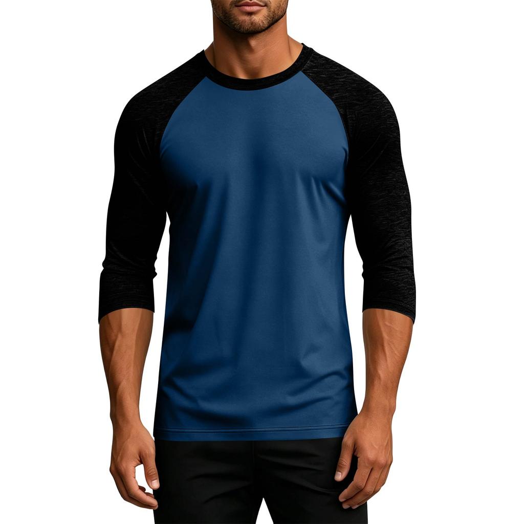 Men's Raglan Sleeve Baseball Shirt Three Quarter Sleeve Casual Lightweight Soft Fabric Top for Daily Wear