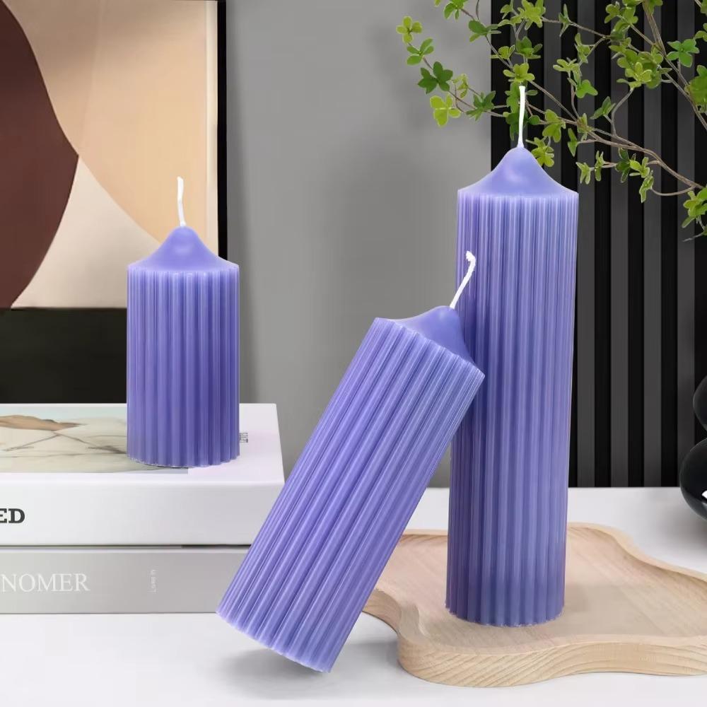 Sharp Tip Striped Cylindrical PC Candle Molds Columnar Candle Resin Acrylic Mold DIY Easy Release Aromatherapy Candle Mould Home Decoration Gifts