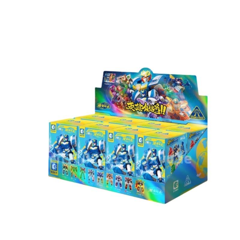New SEMBO METAL CARDBOT Building Block Xuan Blue Lightning Transforming Robot Assembly Movable Model Toy Collect Children's Gift