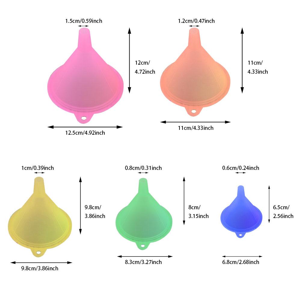 5 ks Barev Univerzální Nálevka pro Kuchyň Barevná Sada Nálevek nebo Dílna