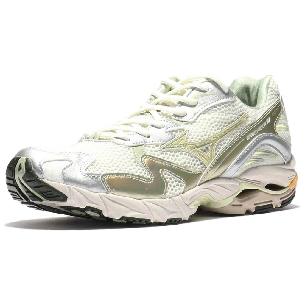 Mizuno Wave Rider 10 Sports Fashion Non-Slip Low-Top Running Shoes Women sneaker White Silver D1GA243106