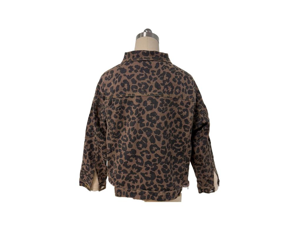 2025 Herbst/Winter Jeansjacke mit Leopardenmuster - Modische, lässige Damen-Oberbekleidung