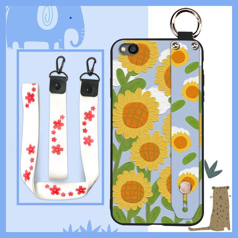 Soft Case Oil Painting Phone Case For Xiaomi Redmi GO Flower Durable Dirt-resistant Kickstand Protective Wristband Ring