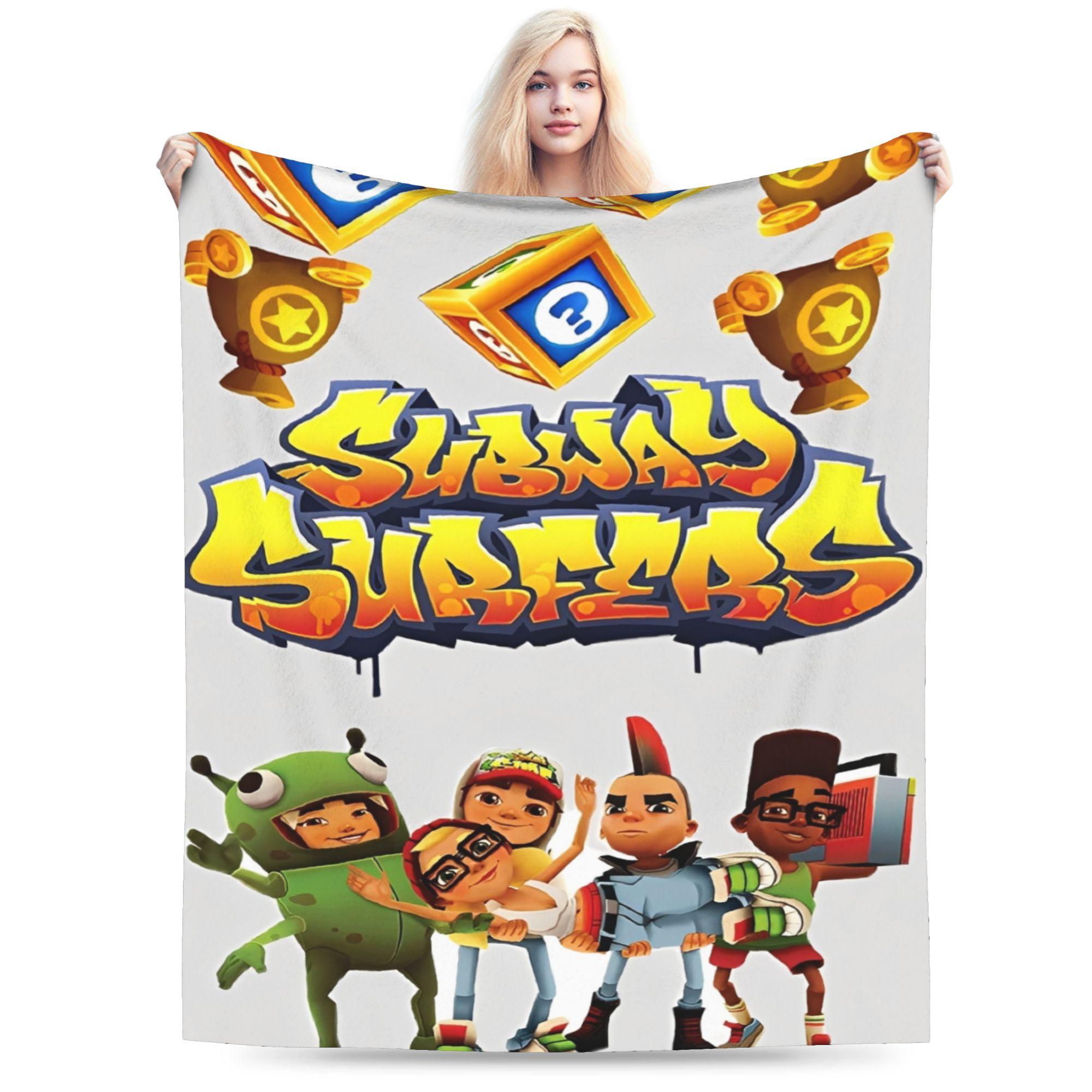 

Comfortable Subway Surfers Video Game Blanket Merch Room Decorative Throw Blankets Super Soft Fleece for Travel 75cmx90cm