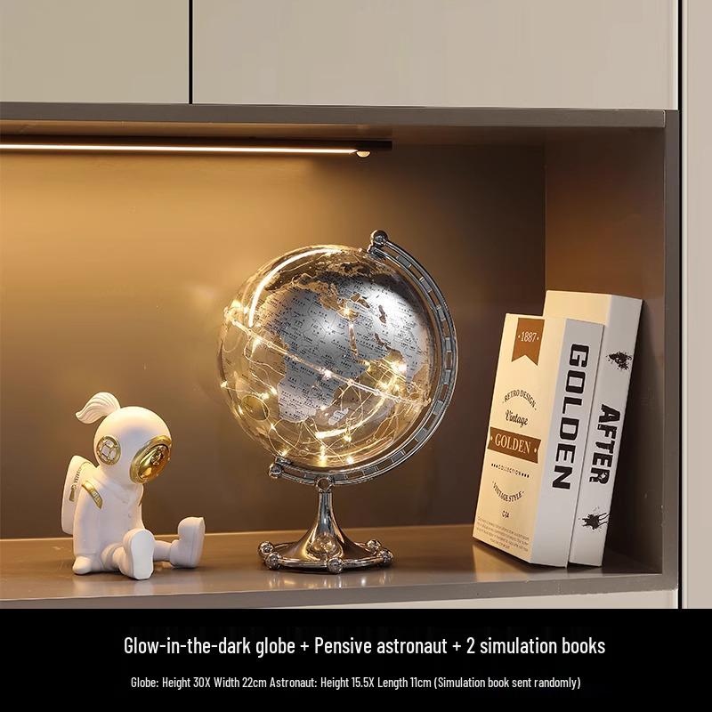 Astronaut Boy Globe Ornament: Luxurious Birthday Gift & Decorative Piece for Living Room or Wine Cabinet.