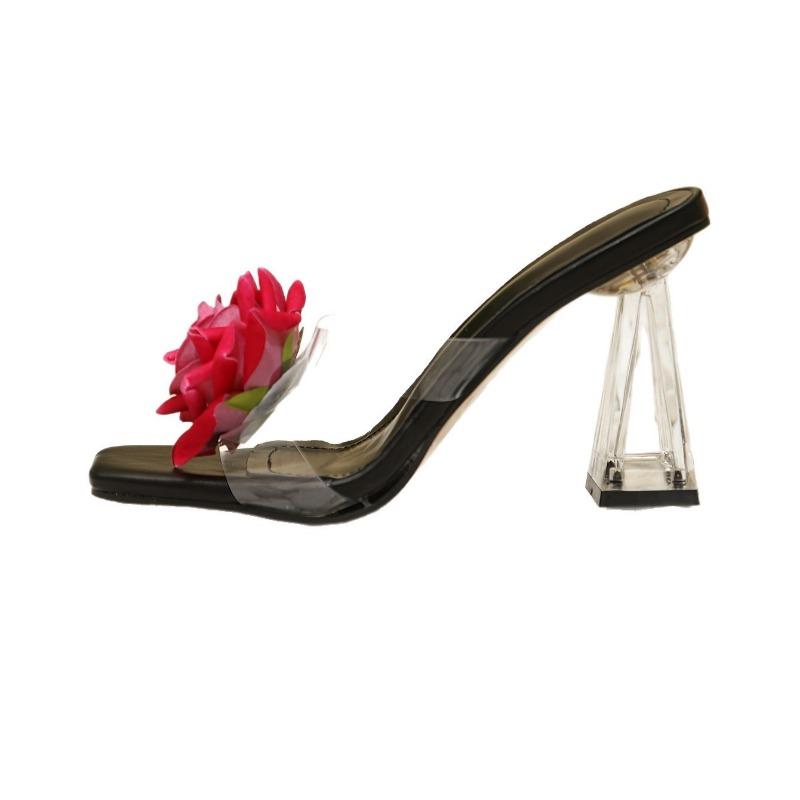 

Bohemian Vacation Fairy Flowers with Skirt Fairy Temperament Fairy Gentle Coarse Heel Sandals 42 чёрный