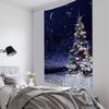 Tapisserie murale à suspendre avec paysage de neige et sapin de Noël, flocon de neige, maison, cadeau de vacances, décoration d'intérieur psychédélique rétro bohème