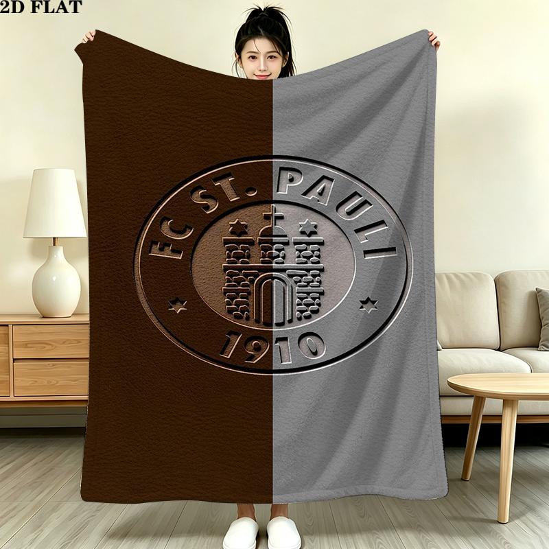 FC San Pauli Logo Print Flannel Blanket High Quality Warm Comfortable Cover for All Seasons Perfect for Gifts Home Decor