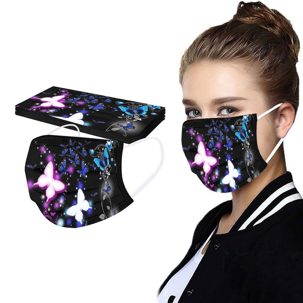 10PC Voksen's Butterfly Printed Mask Disposable Protective Face