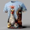 Lustiges Herren-T-Shirt mit Tier-Hühner-Aufdruck, Sommer, lässig, kurzärmlig, Street Fashion, O-Ausschnitt, Pullover, übergroße Herrenkleidung