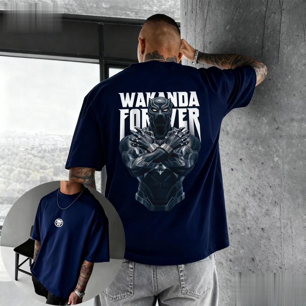 2026 The Mans Multicolor Tshirt with Black Panther Pattern and Striped Background Design Is A Surprising Casual Streetwear