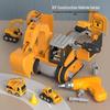4-in-1 Deformable Engineering Vehicle Set with Small Cars, Crane, Excavator, and Pull-back Toy for Boys