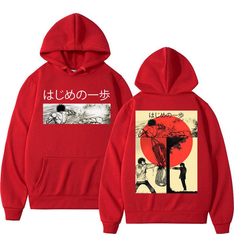 Anime Hajime No Ippo Kamogawa Boxing Gym Hoodies Makunouchi Takamura KGB Sweatshirt Loose Fleece Vintage Long Sleeve