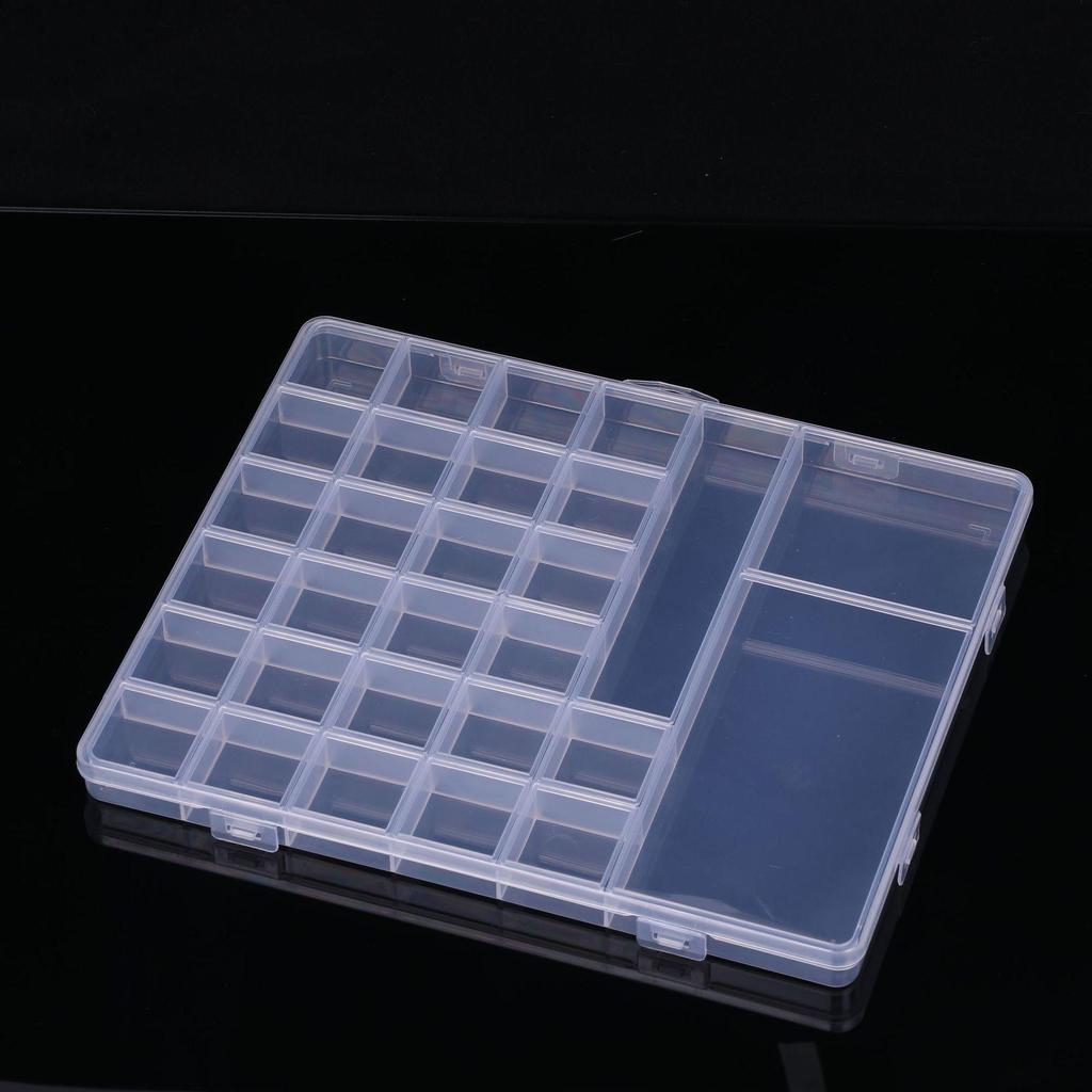 Transparent Bead Storage Box with 28 Fixed Compartments for Nail Art - High Clarity PP Material