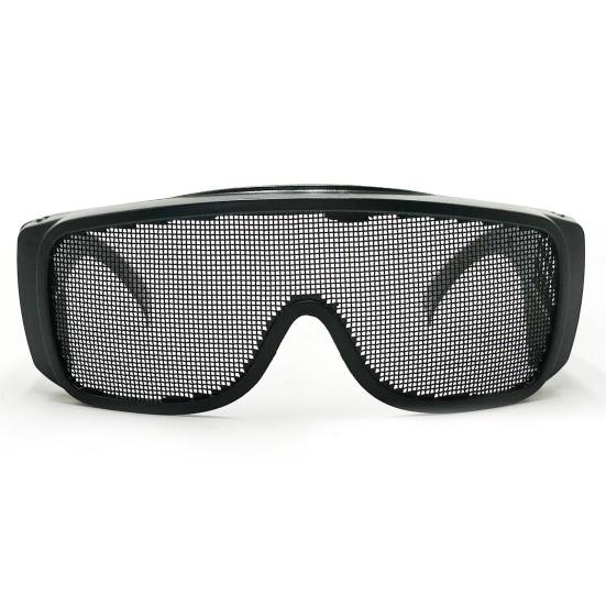 Safety Goggles with Metal Mesh Lens Impact-Resistant Lightweight Portable Outdoor Protective Glasses Tactical Eyewear