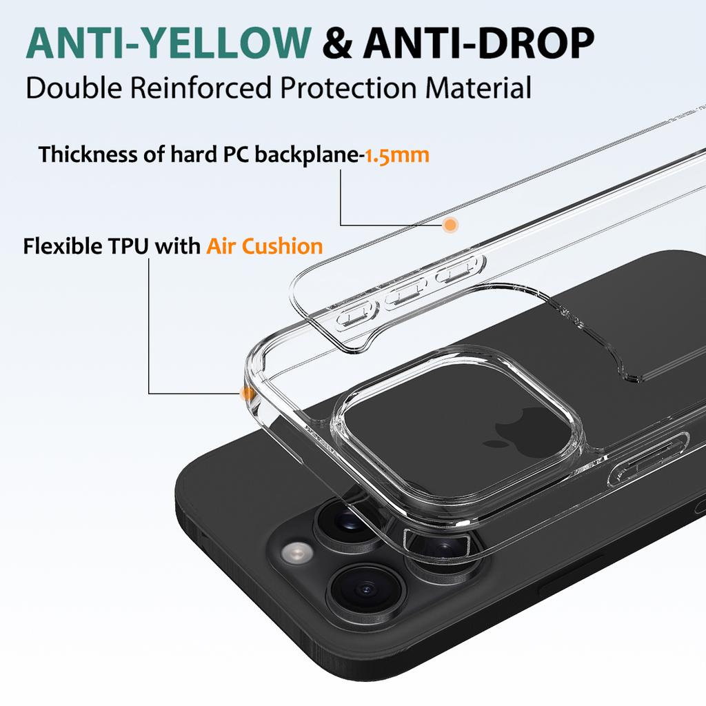 For iPhone 16 Pro Max Clear Case Shockproof Acrylic+TPU Phone Cover