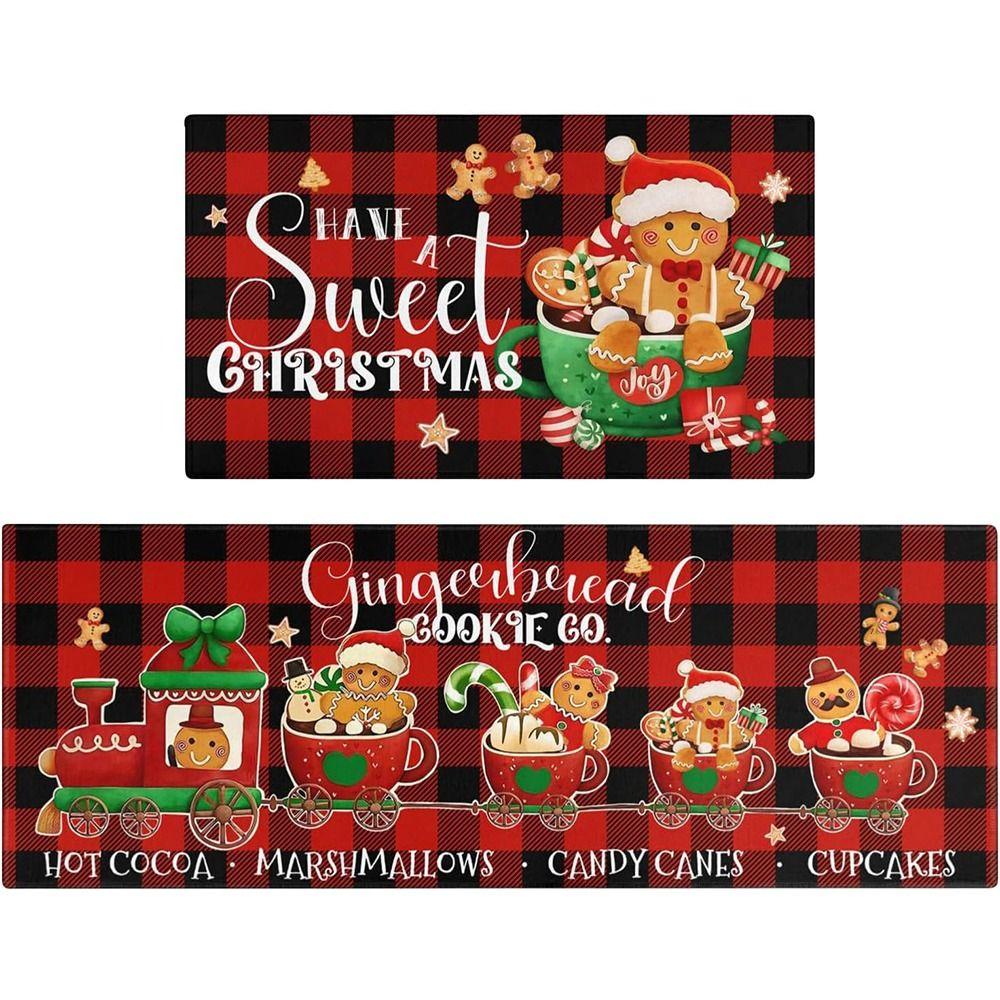 Home Decoration Christmas Kitchen Rugs Santa Claus Xmas Floor Mats  Living Room