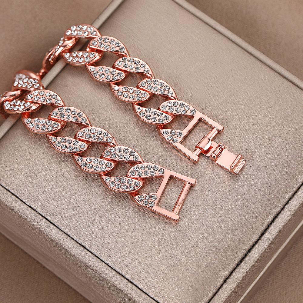 New creative diamond-encrusted personalized Cuban chain zinc alloy jewelry decorative Cuban bracelet jewelry