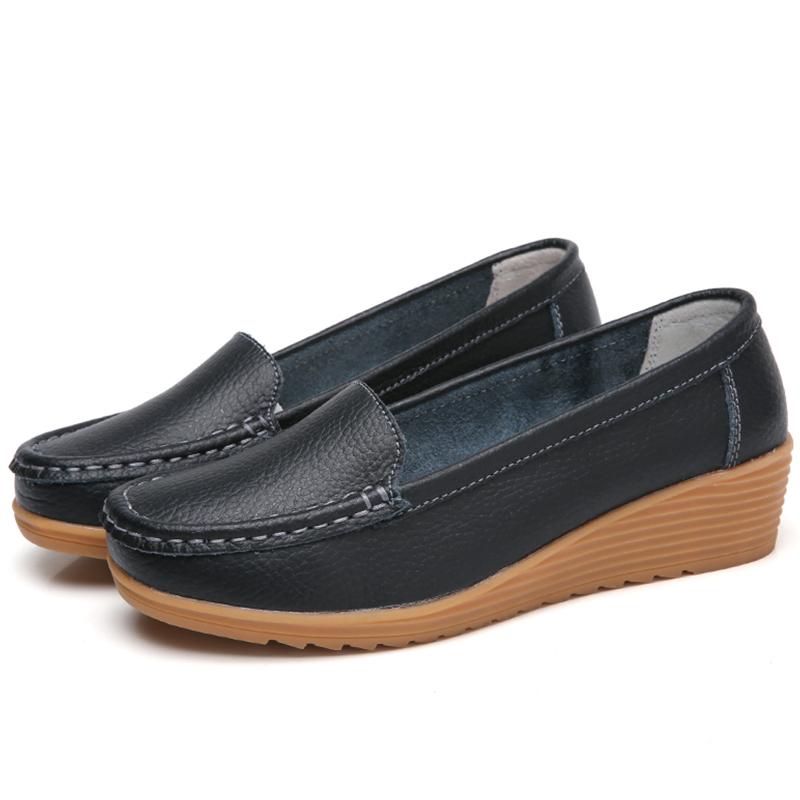 Woman Shoes Women Leather Shoes Slip-on Flat Shoes Women's Loafers White De Mujer Comfortable Casual Footwear Women