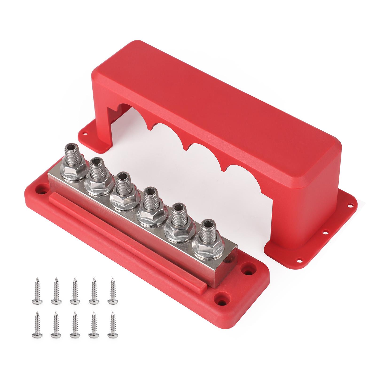 

600A 12-48V Bus Bar Terminal for Caravan Truck Boat Car Camper RV Caravan 6 Post Power Distribution Block M10 Rating Bar Pair