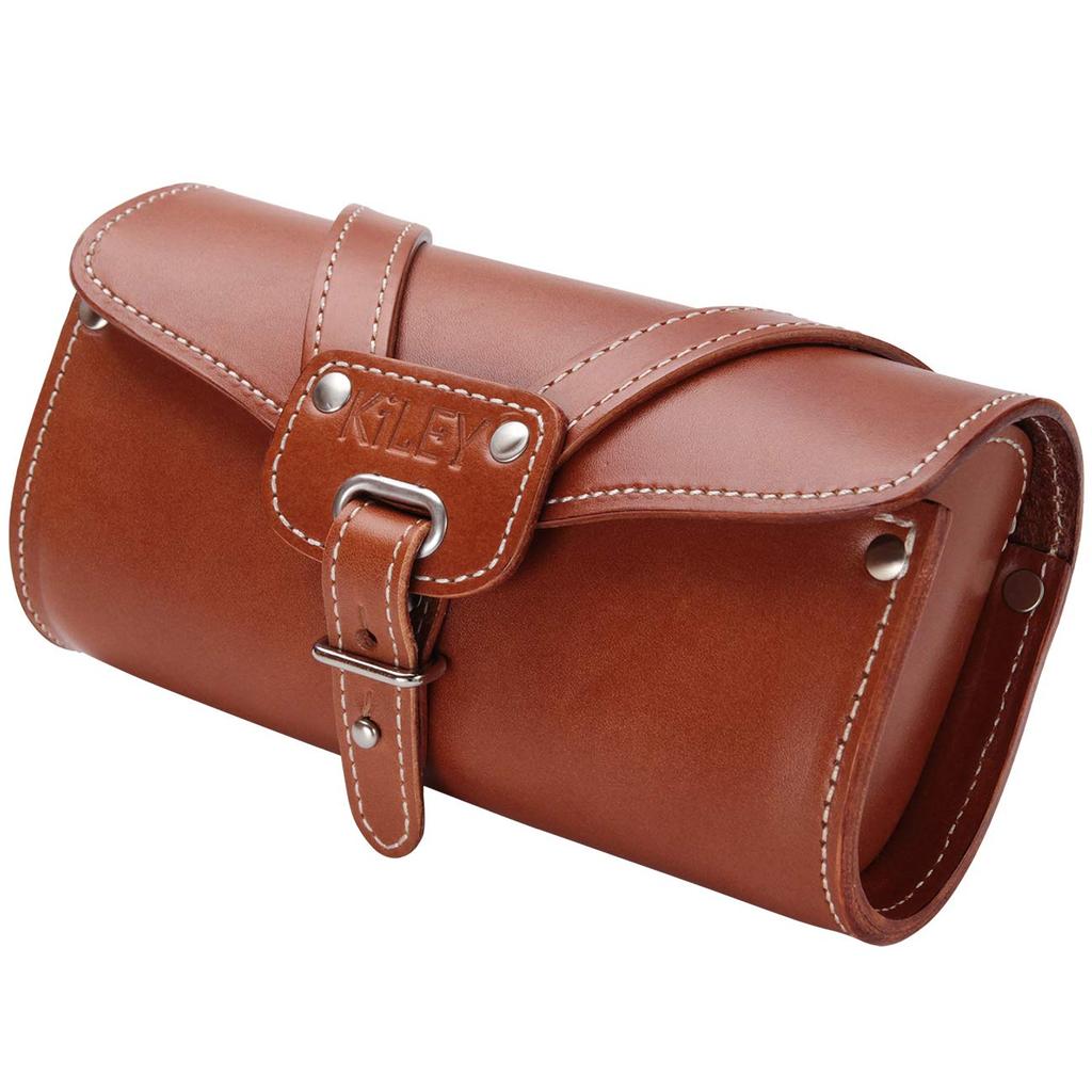 KiLEY Genuine Leather Vintage Bicycle Saddle Bag Front Bag Cowhide Leather Bag Cowhide Leather Brown LM-559