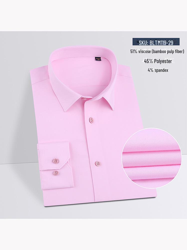 Men's Plus Size Long-Sleeve Bamboo Fiber Shirt - Breathable & Draped for Spring and Autumn