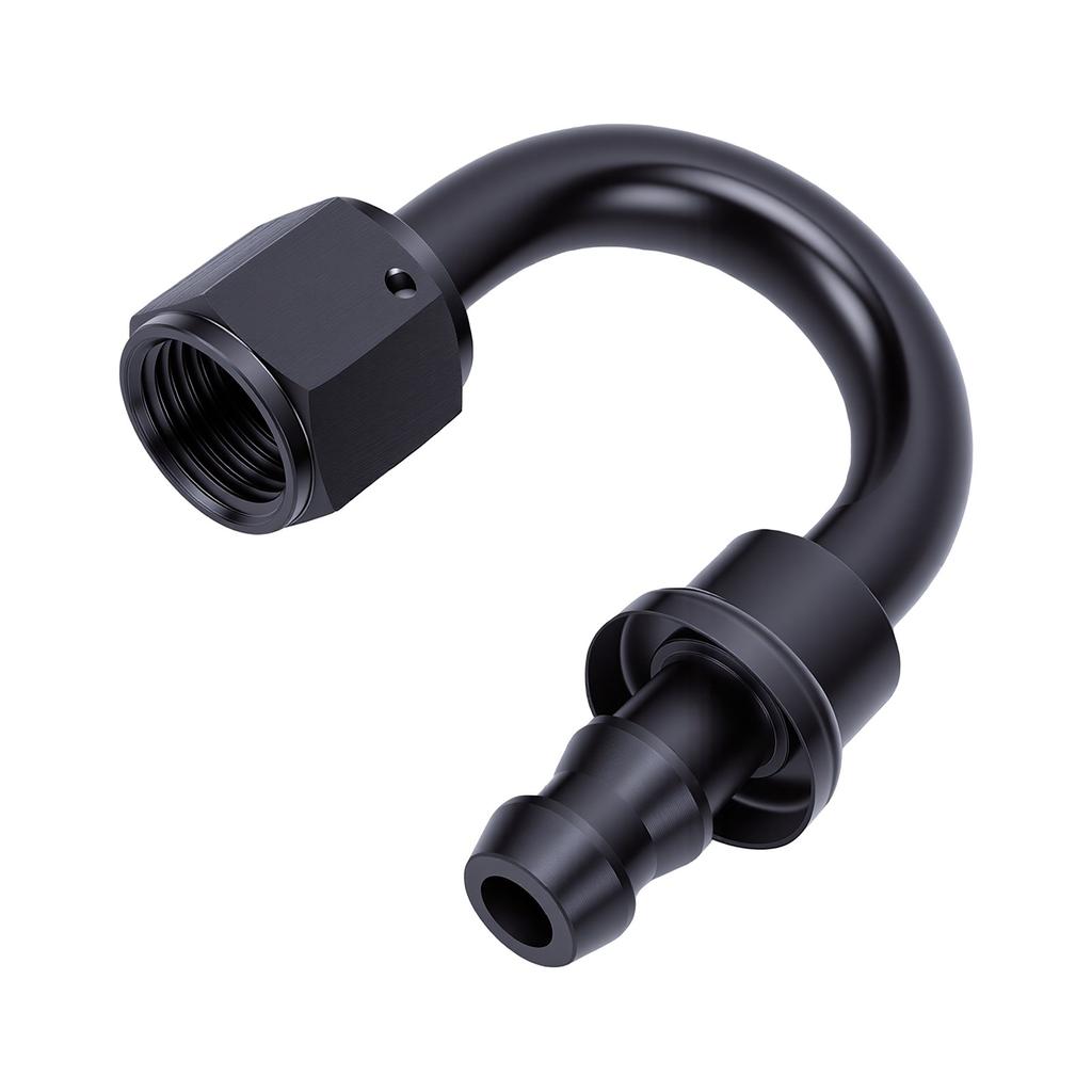 AN6 180 Degree Push Lock Hose Fitting Aluminum Alloy Hose End Fitting for Fuel Oil Cooler Lines