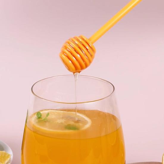 2Pcs Honey Mixing Stirrer Plastic Dipper Smooth Honey Comb Stick Spoon Grooved Honey Wand for Collecting Dispensing Drizzling Jam