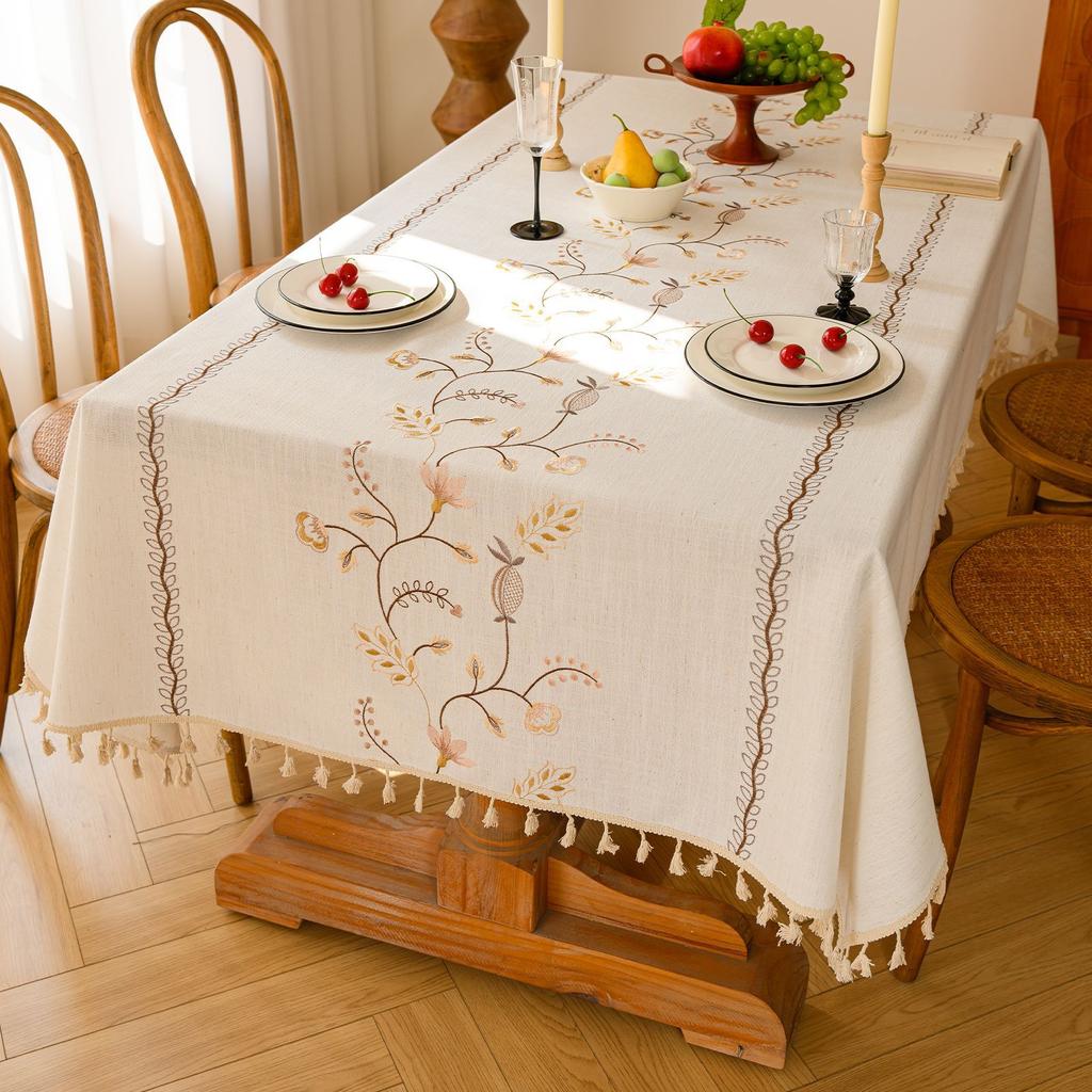 High-End Atmosphere Amazon Light Luxury Embroidered Tablecloth Retro American Decorative Rectangular Table Cloth