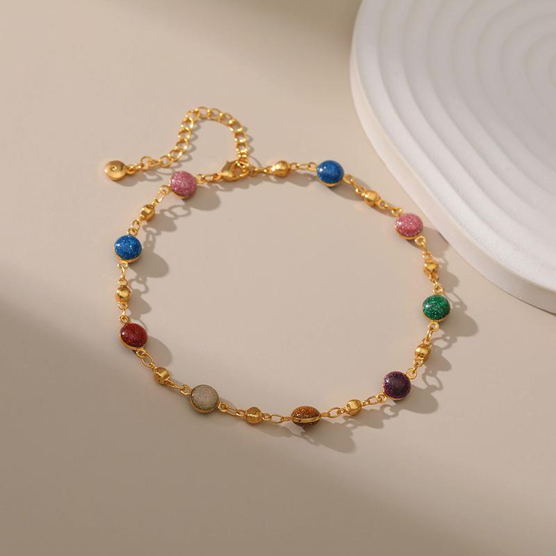 Bohemian Handmade 18k Gold Plated Glitter Anklet For Women