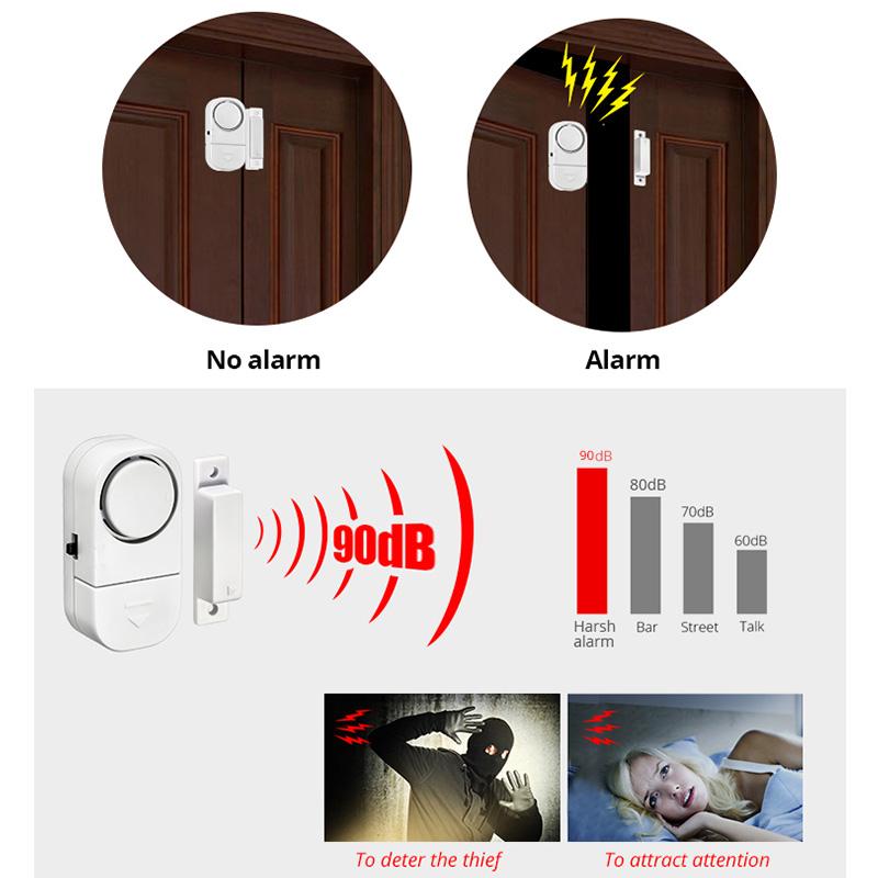 Door Window Alarm 90db Security Wireless Sensor Magnetic Burglar Alarm for Home Security Anti-theft Security Alarm System
