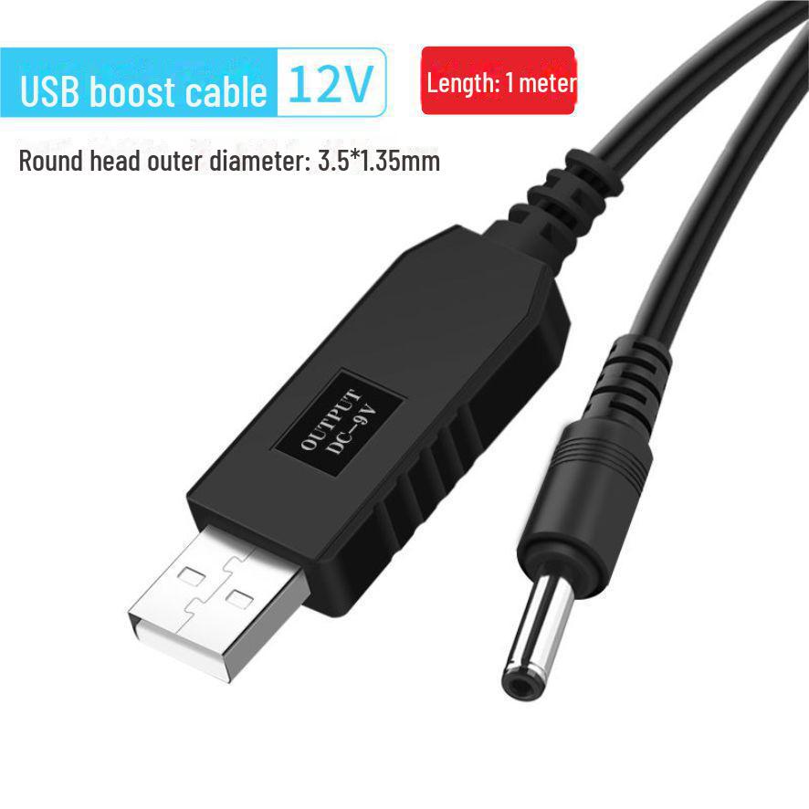 

Кабель USB на DC5521 кутовий 5V-12V з круглою головкою для заряджання 9V батареї 12V 35135 straight head 1 meter 12W
