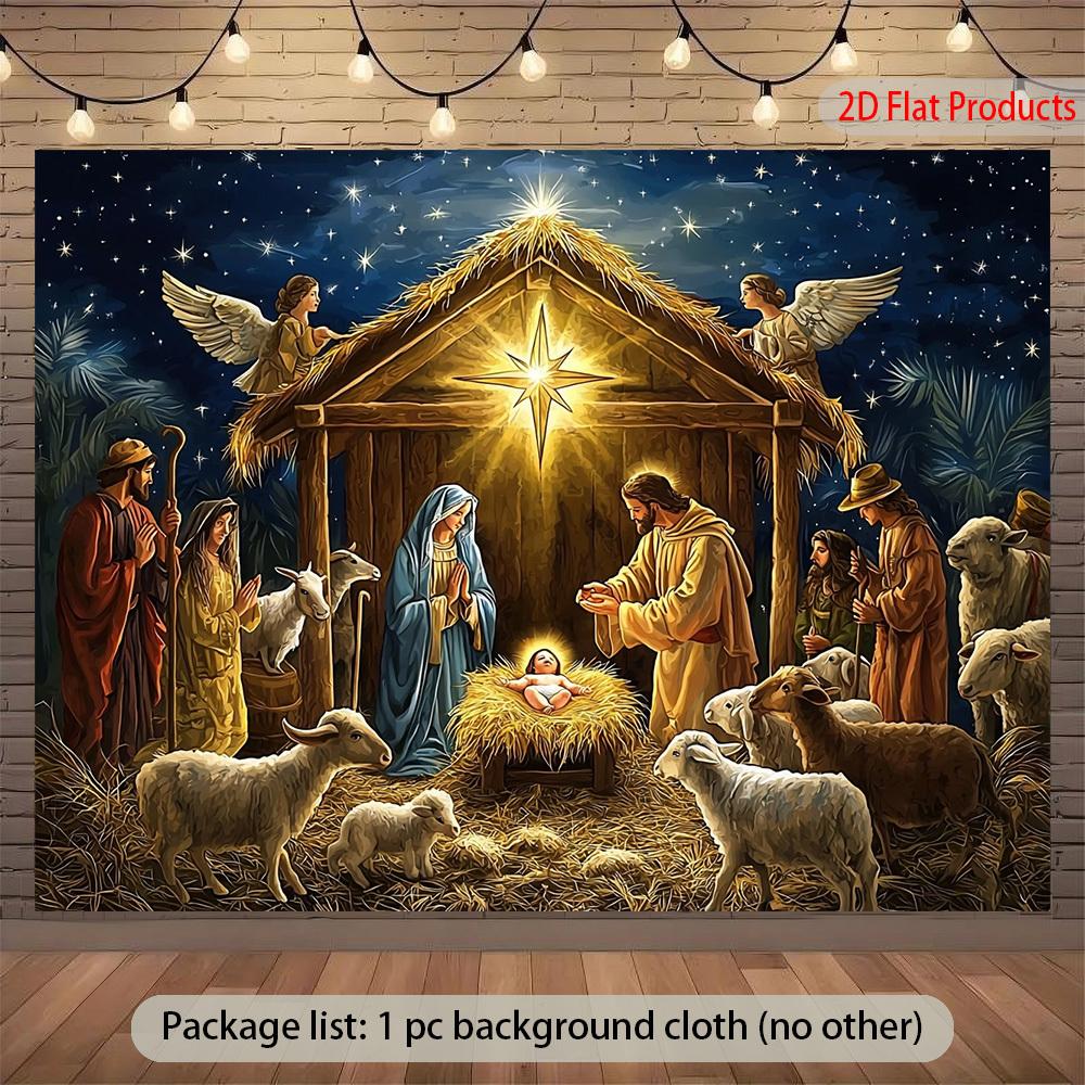 2D flat product 1 piece of banner background depicting the Nativity scene including Maryzyc