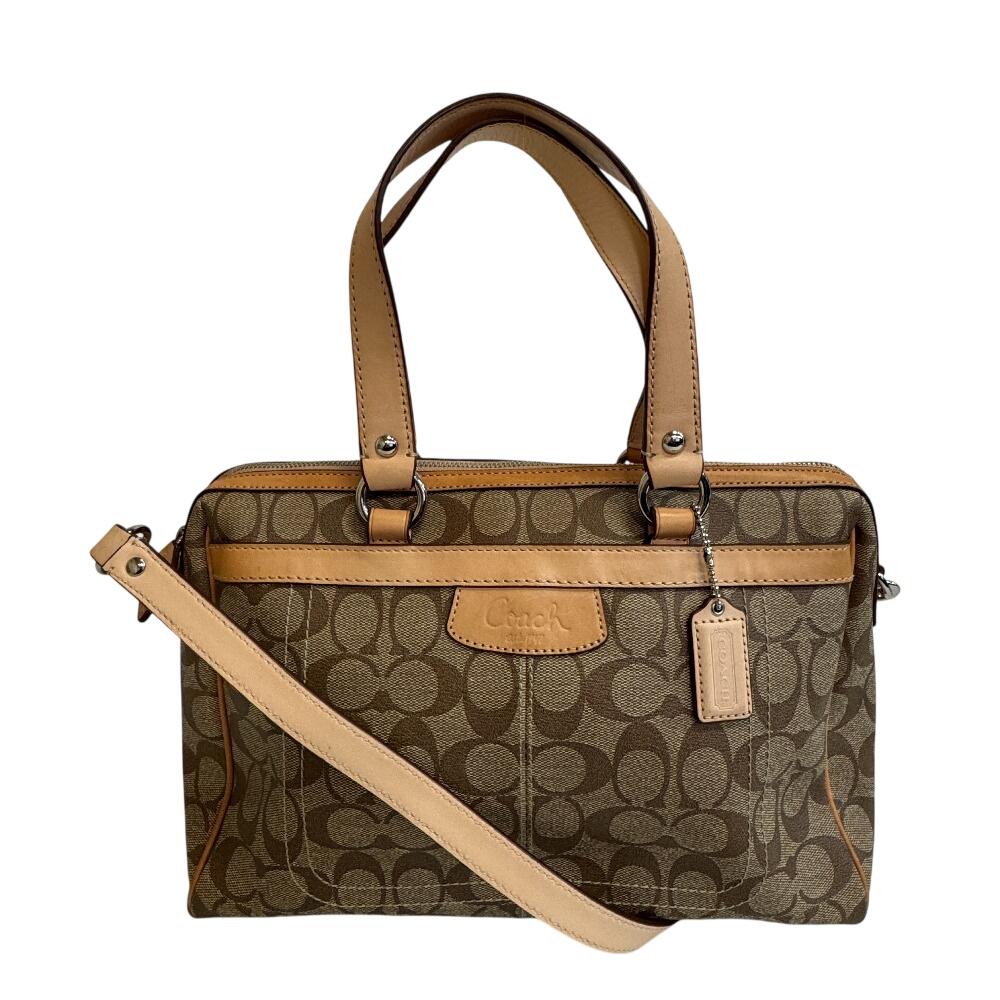 COACH 16119 2way Shoulder Shoulder Signature PVC coated canvas Handbag beige PVC coated canvas Women Used