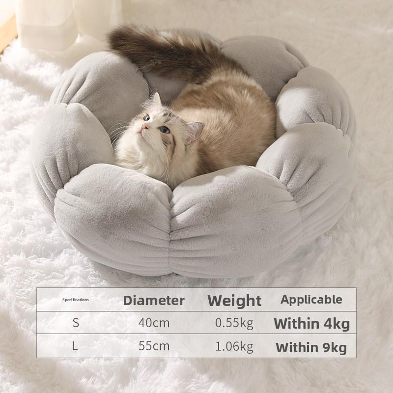 Pet Bed, Round Flower Bed, Cat Winter Warmth, Plush Cat Bed, All-season Suitable Dog Bed