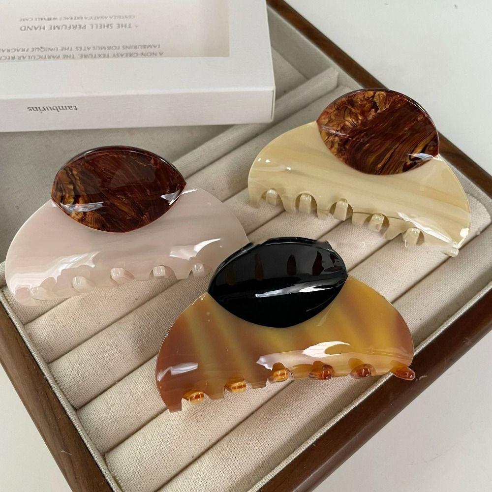 Acrylic Half-circle Hair Claw Contrast Color Retro Hair Carb Clip Acetic Acid Shark Clip  Party
