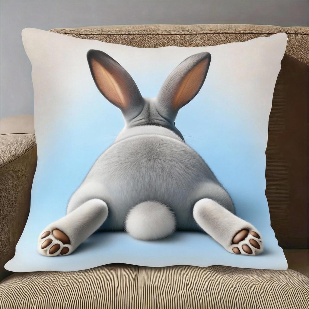 Funny Rabbit Butt Pillowcase Cute Rabbit Design Decorative Cushion Cover Zipper Machine Washable for Home Decoration
