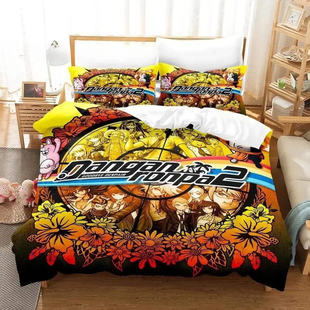 Fashion Anime Danganronpa Bedding Set Printed Bed Set With Pillowcase Bed Duvet Cover Soft Single Double Queen Super King Size