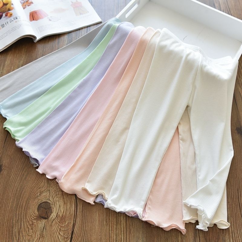 Girls' Mosquito Proof Pants with Fungus Edge Elastic Ice Silk Breathable Slim Fit Leggings for Children and Babies, Thin Pants for Summer