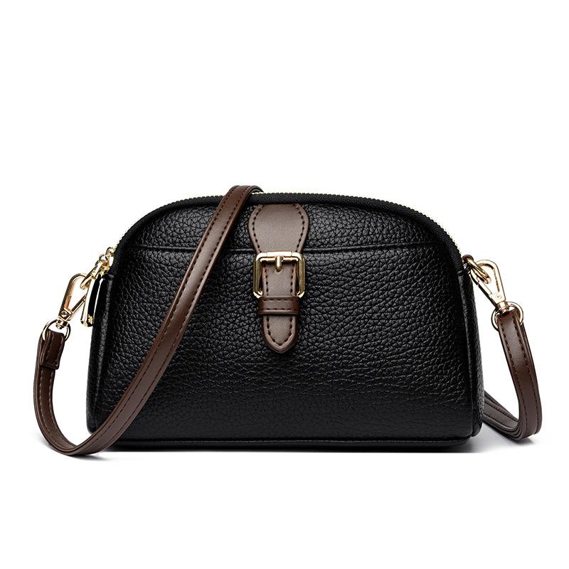 

Small bag women s bag 2025 new fashion soft leather shoulder bag versatile mini bag contrasting color foreign style niche messenger bag чёрный