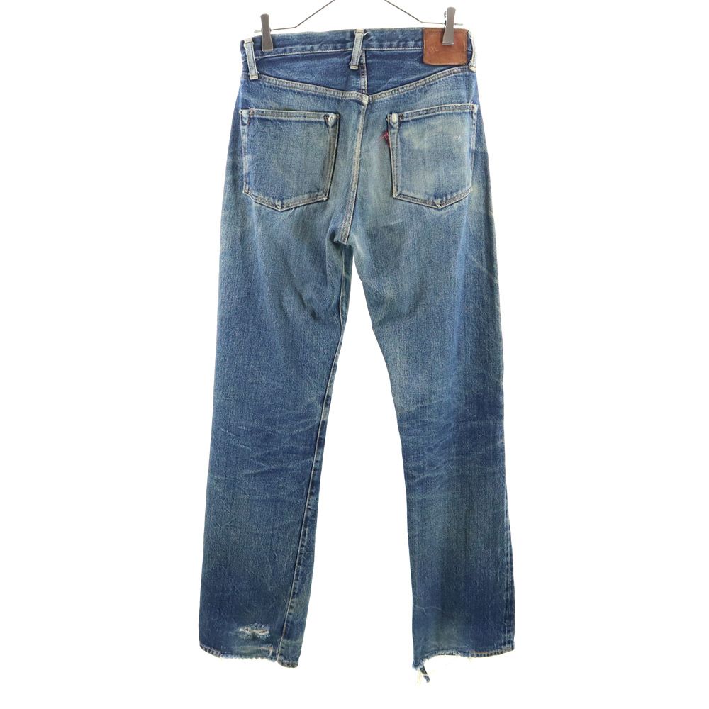 Denime Back Rivet Red Selvedge Straight Denim Pants Button Fly Jeans Men's Used