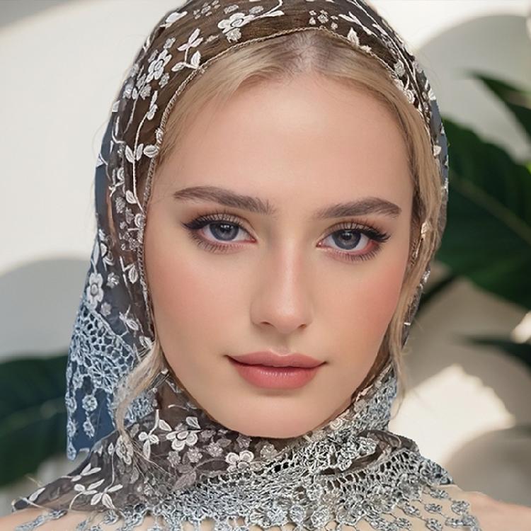 Wedding Pray Scarf Mantilla Wrap Floral Shawl Lace Trim for Ladies Mother Wedding Party Tasseled Mantilla