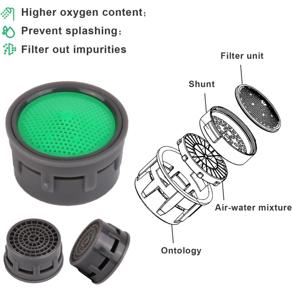 Sink Aerator Replacement Parts for Bathroom or Kitchen Sink Faucet Filter, Fit for Internal and External Thread Faucet Aerators, with Washer (12pcs)