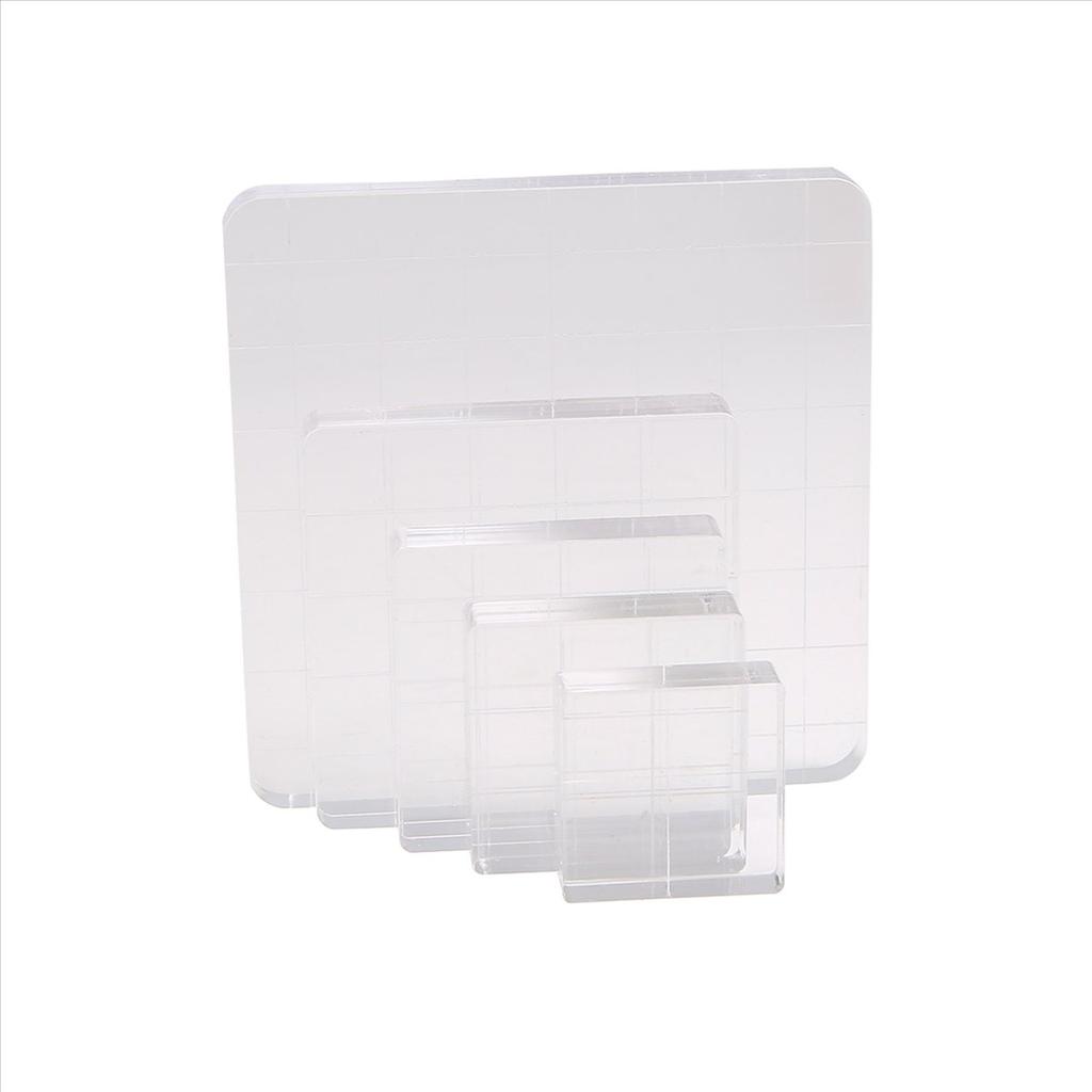 BHBL 6 Pieces Stamp Blocks Acrylic Clear Stamping Blocks Tools with Grid Lines for Scrapbooking Crafts Making