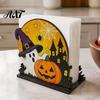 Halloween Festartikler Træ Serviet Holder, Spøgelse Græskar Dekorativ Bordplade Serviet Dispenser, Køkkenbord Organizer Papir Opbevaring til Helligdag