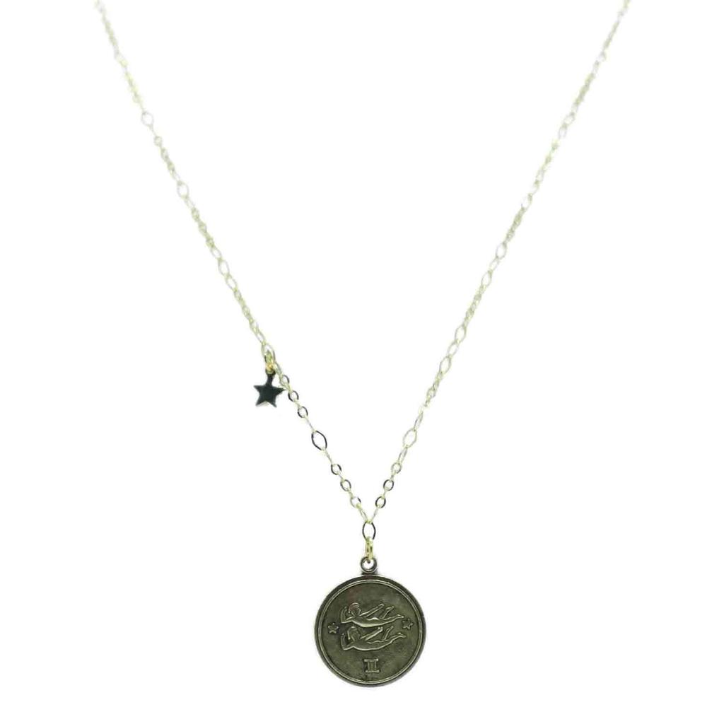 Amano Studio Zodiac Medallion - Gemini Constellation Necklace Jewelry - Gift for Gemini
