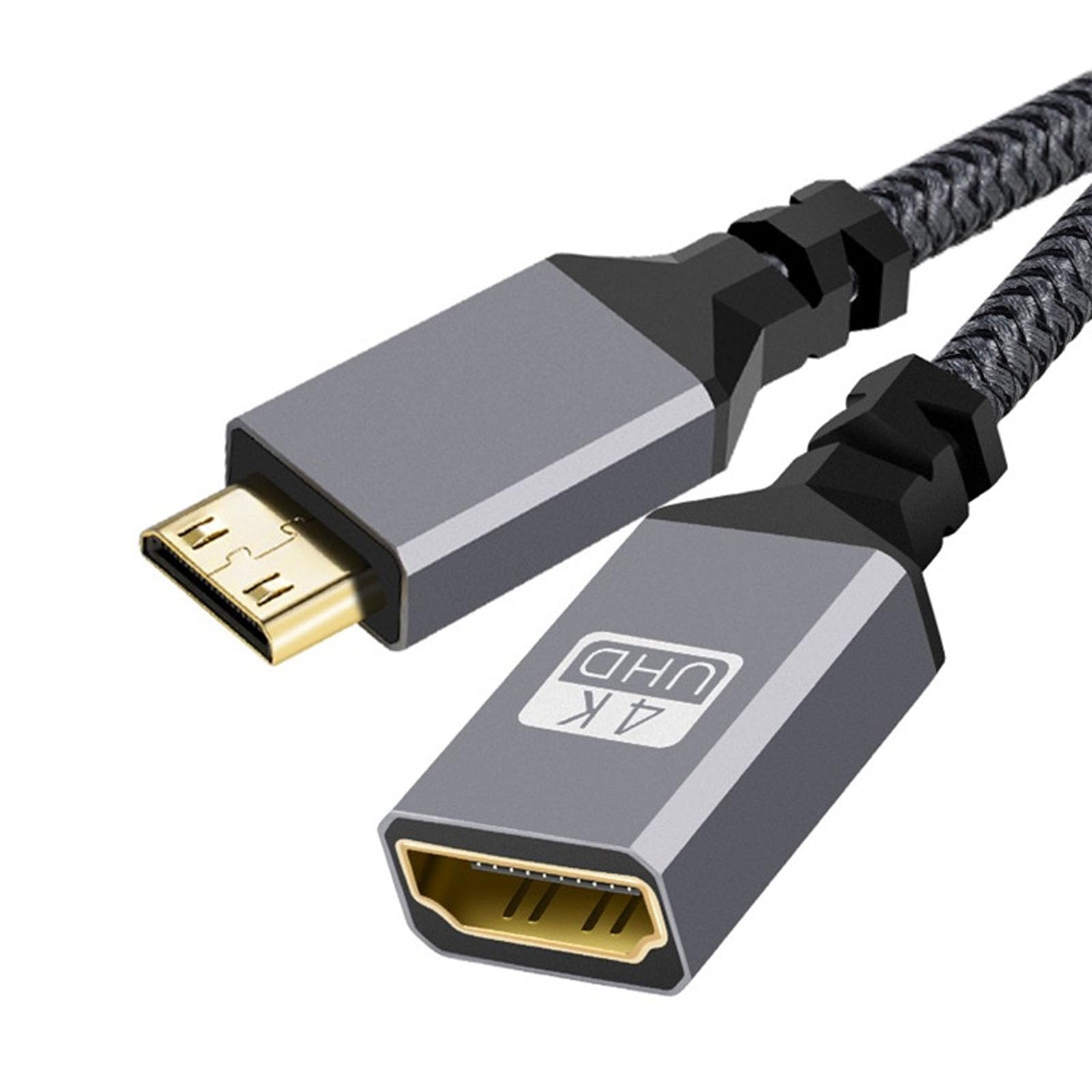 

Mini HDMI to HDMI Conversion Adapter HD Video Data Adapter Line High Speed Mini HDMI Conversion Adapter Gray 20cm [SZSL] (Male) (Female) 3D/4K@60Hz