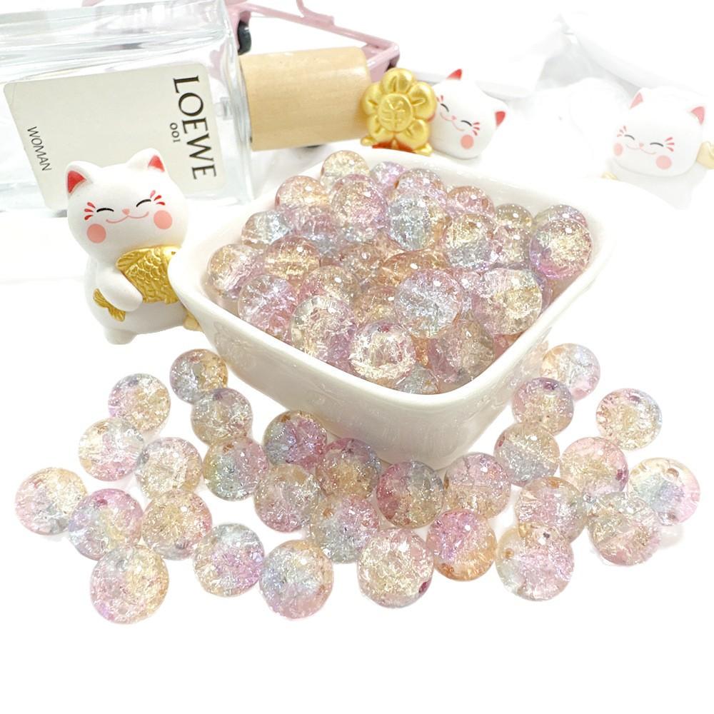 10mm Crackle Glass Round Beads, Loose Spacer Beads DIY Accessories for Bracelet Making 50pcs