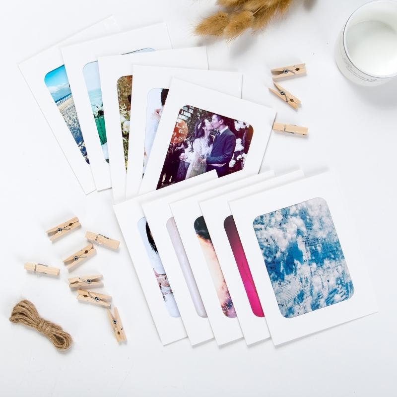 Photo Hanging Paper Display Set, 10 Pack 6 in Size for Home Display, Party Use and Travel Photo Presentation Each Day