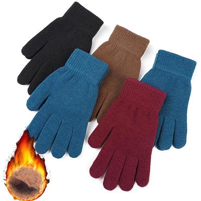 Luvas de malha de cashmere para homens e mulheres, aquecedor de mão de outono, forro grosso, luvas de dedos inteiros, luvas de esqui, pulso curto